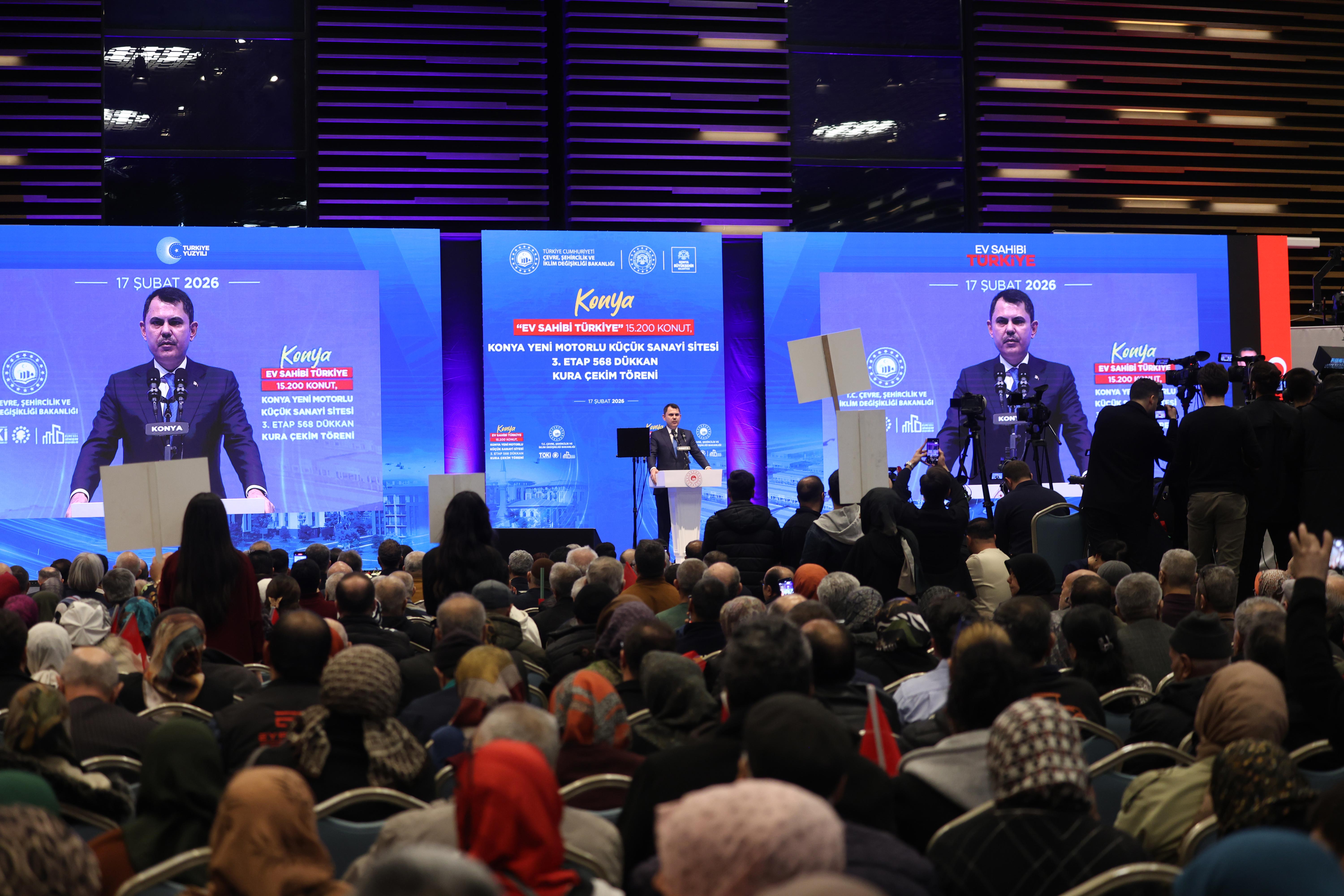 BAKAN KURUM KONYA’DA TOKİ KONUTLARI VE YENİ SANAYİ SİTESİ 3. ETABIN KURA ÇEKİM PROGRAMINA KATILDI