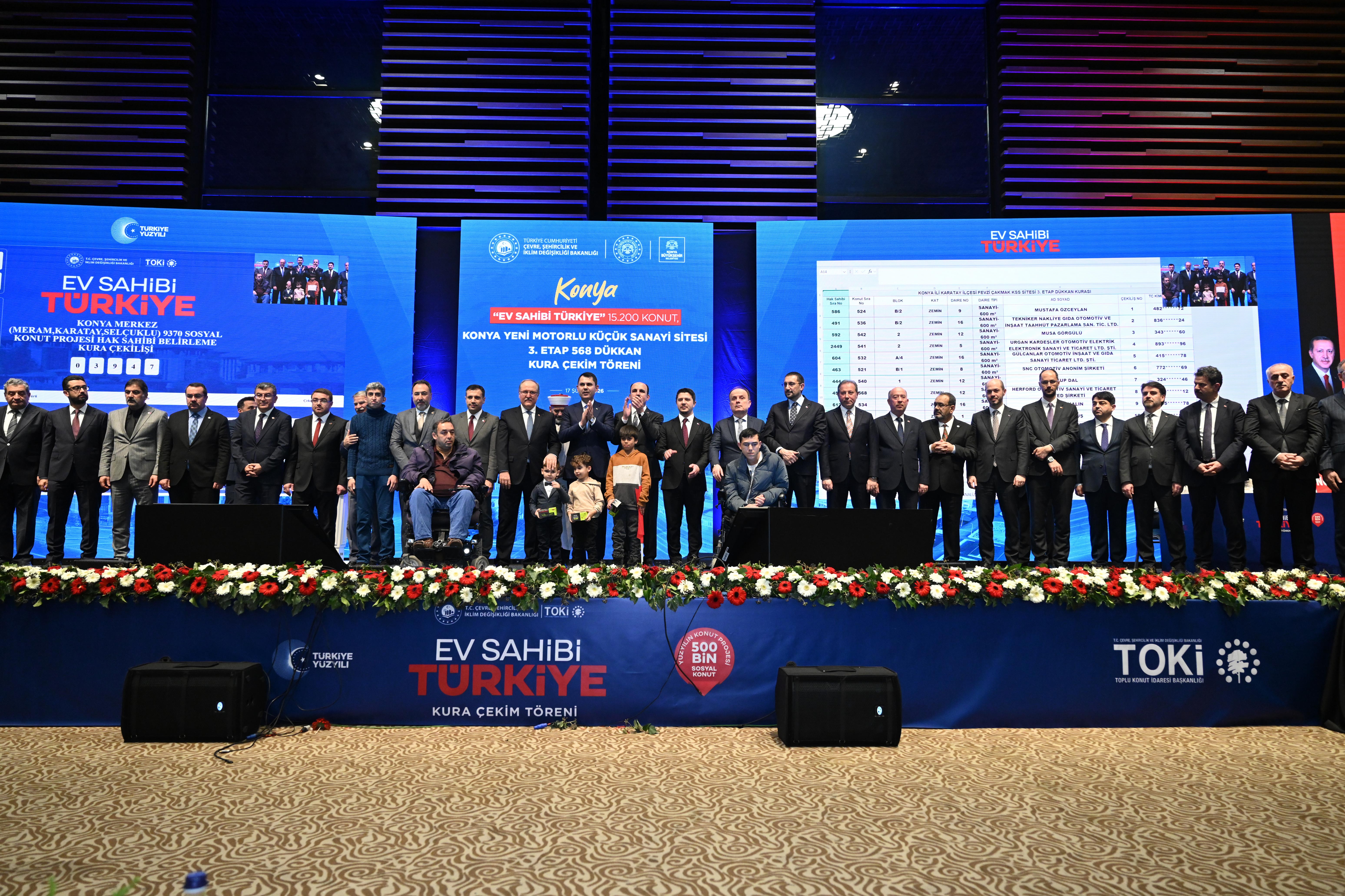 BAKAN KURUM KONYA’DA TOKİ KONUTLARI VE YENİ SANAYİ SİTESİ 3. ETABIN KURA ÇEKİM PROGRAMINA KATILDI