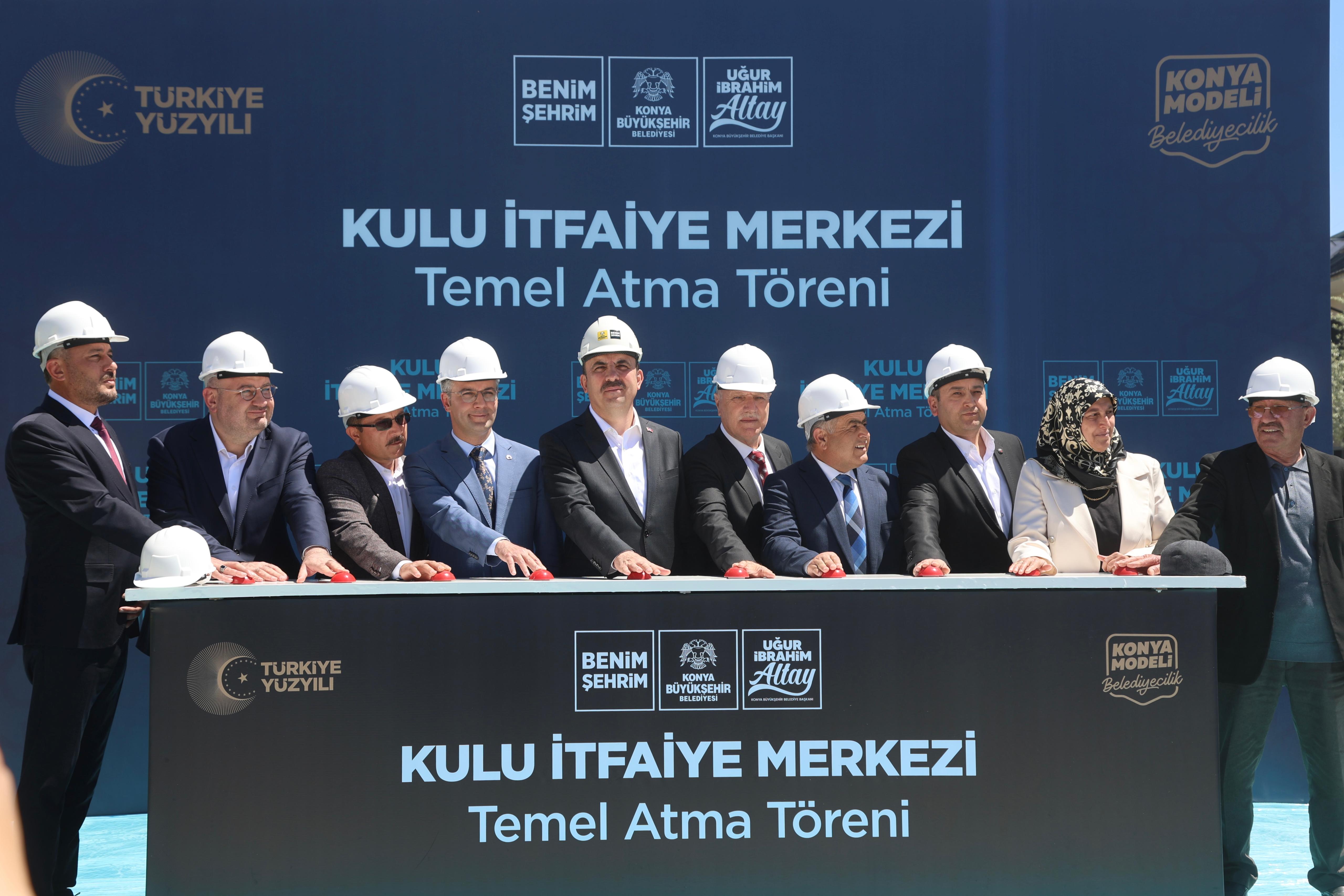 BAŞKAN ALTAY CİHANBEYLİ VE KULU’YU ZİYARET ETTİ, KULU İTFAİYE MERKEZİ’NİN TEMELİNİ ATTI